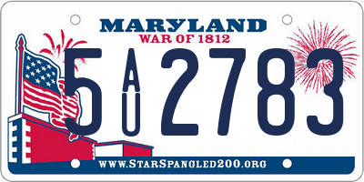 MD license plate 5AU2783