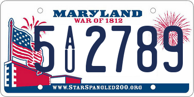 MD license plate 5AU2789