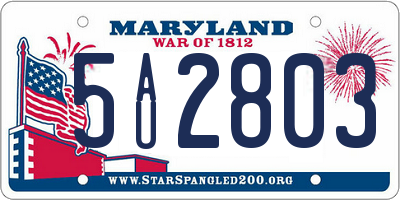 MD license plate 5AU2803