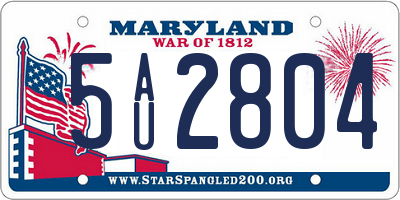 MD license plate 5AU2804