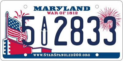 MD license plate 5AU2833