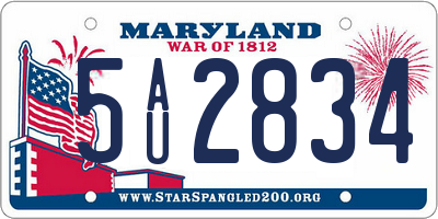MD license plate 5AU2834