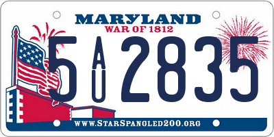 MD license plate 5AU2835