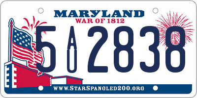 MD license plate 5AU2838