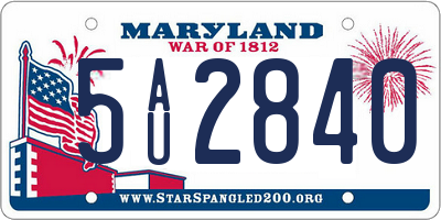 MD license plate 5AU2840