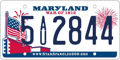 MD license plate 5AU2844