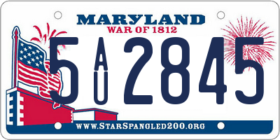 MD license plate 5AU2845