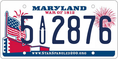 MD license plate 5AU2876