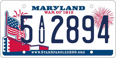 MD license plate 5AU2894