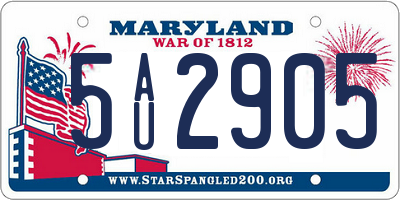 MD license plate 5AU2905