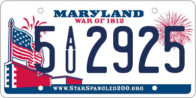 MD license plate 5AU2925