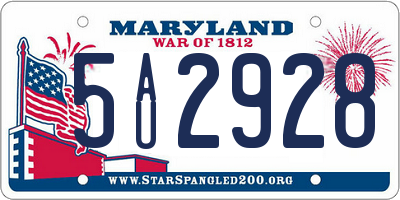 MD license plate 5AU2928