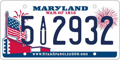 MD license plate 5AU2932
