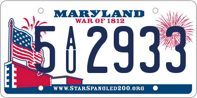 MD license plate 5AU2933