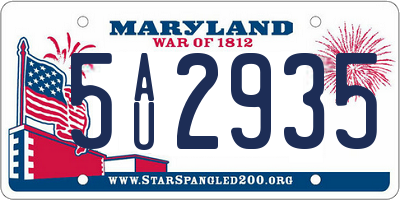 MD license plate 5AU2935