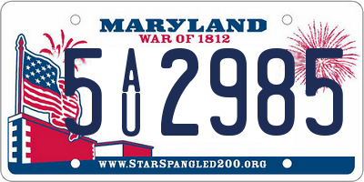MD license plate 5AU2985