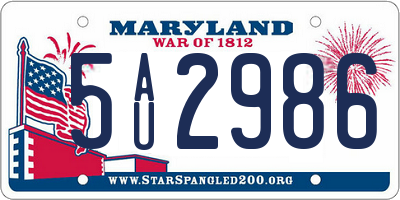MD license plate 5AU2986