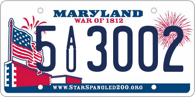MD license plate 5AU3002
