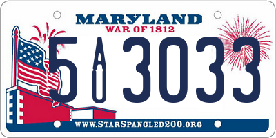 MD license plate 5AU3033