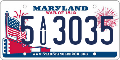 MD license plate 5AU3035