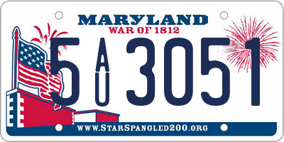 MD license plate 5AU3051
