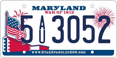 MD license plate 5AU3052