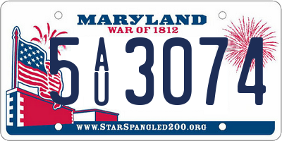 MD license plate 5AU3074