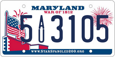 MD license plate 5AU3105