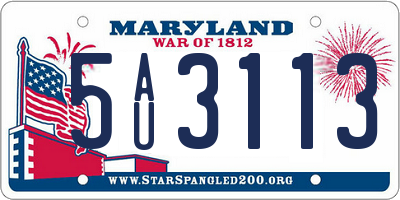 MD license plate 5AU3113