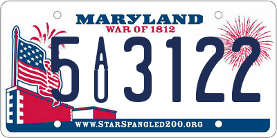 MD license plate 5AU3122