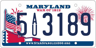 MD license plate 5AU3189
