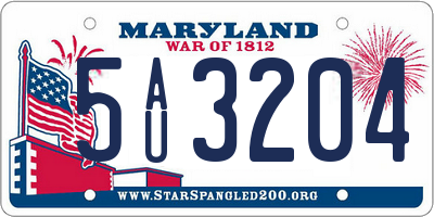 MD license plate 5AU3204