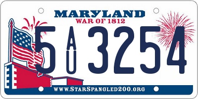 MD license plate 5AU3254