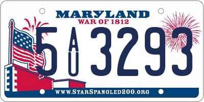 MD license plate 5AU3293