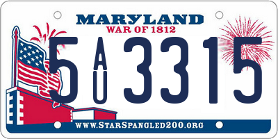 MD license plate 5AU3315