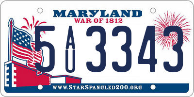 MD license plate 5AU3343