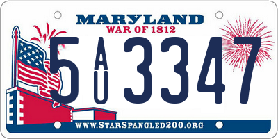 MD license plate 5AU3347