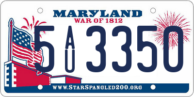 MD license plate 5AU3350