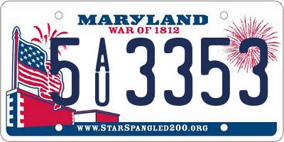 MD license plate 5AU3353