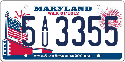 MD license plate 5AU3355
