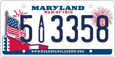 MD license plate 5AU3358