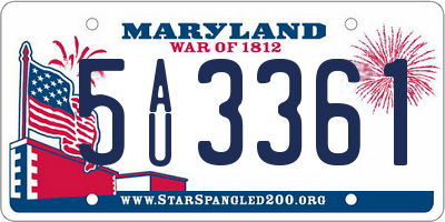 MD license plate 5AU3361