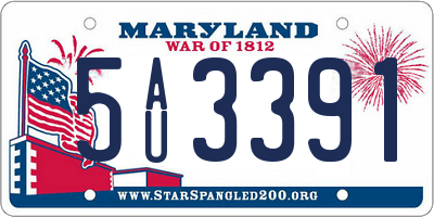 MD license plate 5AU3391