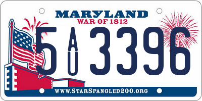 MD license plate 5AU3396