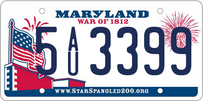 MD license plate 5AU3399