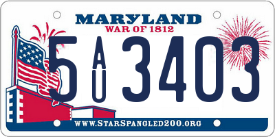 MD license plate 5AU3403