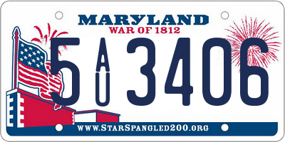 MD license plate 5AU3406