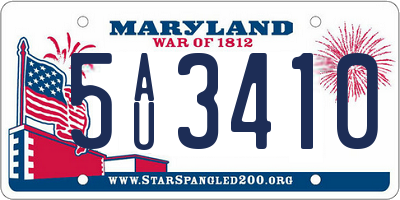 MD license plate 5AU3410