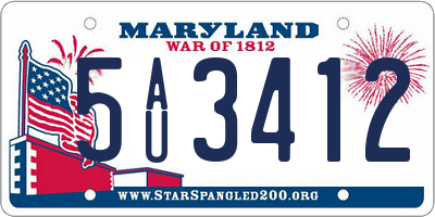 MD license plate 5AU3412