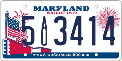 MD license plate 5AU3414